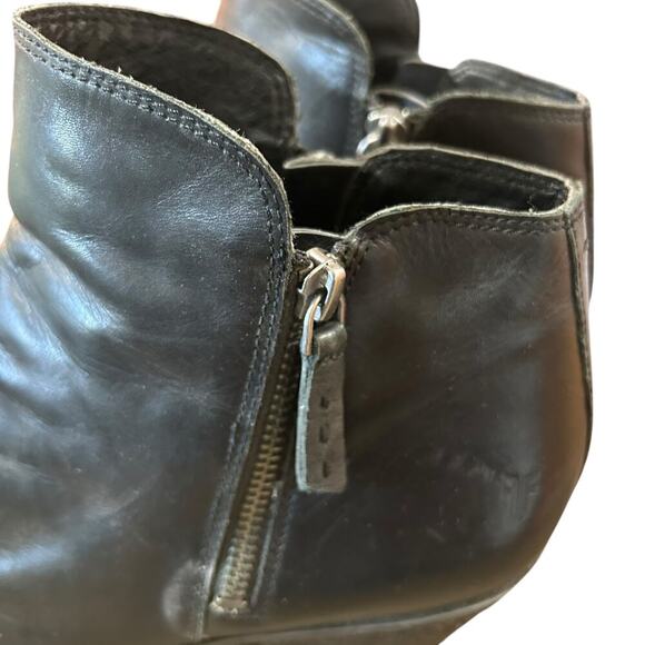 Frye Judith Zip Boot Black leather double zip stacked heel women's size 10 - Picture 7 of 13